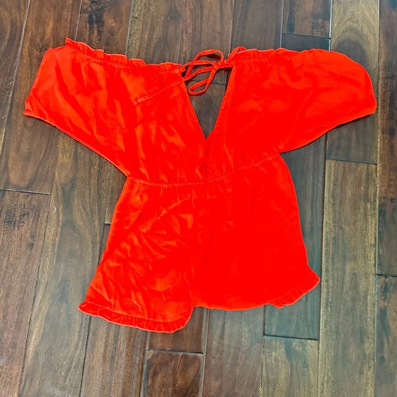 Salt and Jade Open Back Romper Coverup Size M Bright Orange - Picture 2 of 8